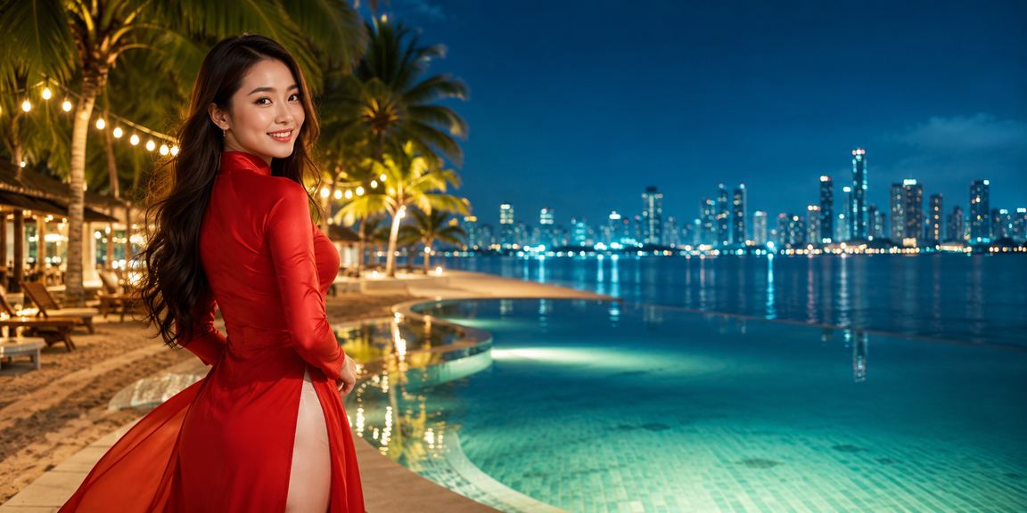 Không gian casino hiện đại tại Hồ Chí Minh với trang phục áo dài truyền thống